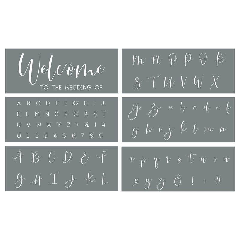 I Like That Lamp Wedding Letter Stencils: Set of 6 Reusable Alphabet Stencils for Custom DIY Wedding Decorations Easy Script Font - Image 1